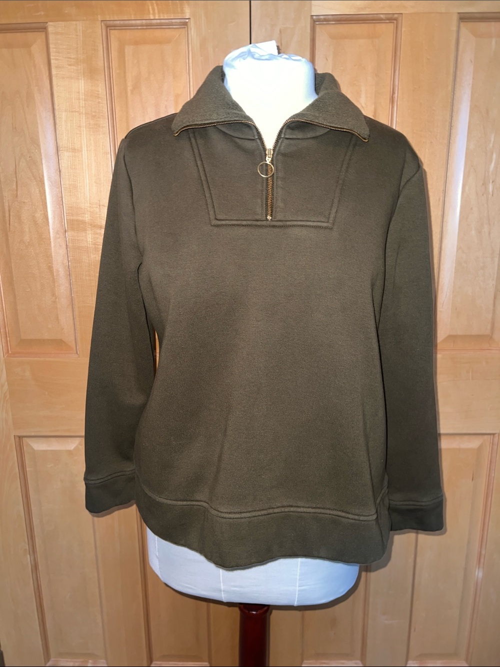 Talbots Olive Half-Zip Pullover Hoodie